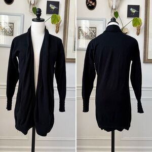 Lululemon Cotton-Cashmere Knit Wrap Open Front Cardigan Black 4